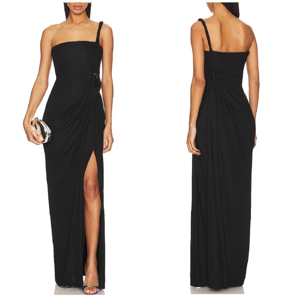 SIMKHAI Sone Twisted One Shoulder Gown Maxi Dress - Black - Picture 2 of 3